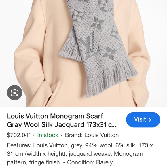 Louis Vuitton Gray Monogram Scarf - Picture 15 of 15